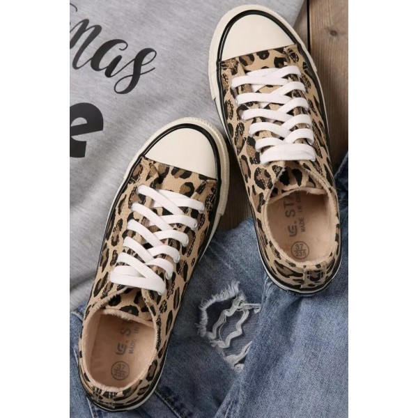 Leopard Print Lace up Canvas Shoes