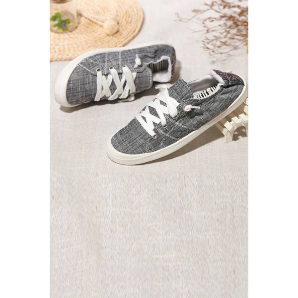Gray Lace up Casual Canvas Shoes