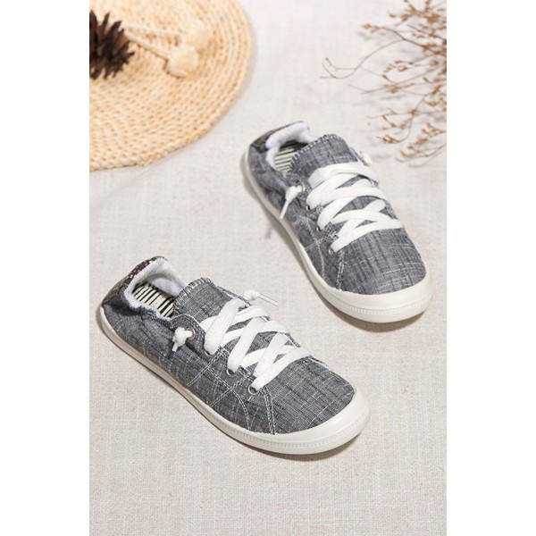 Gray Lace up Casual Canvas Shoes