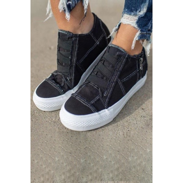 Black Lace-up Platform Sneaker
