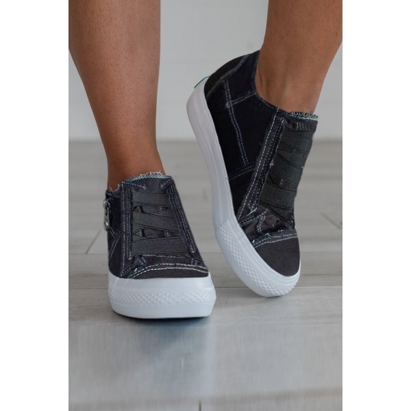 Black Lace-up Platform Sneaker