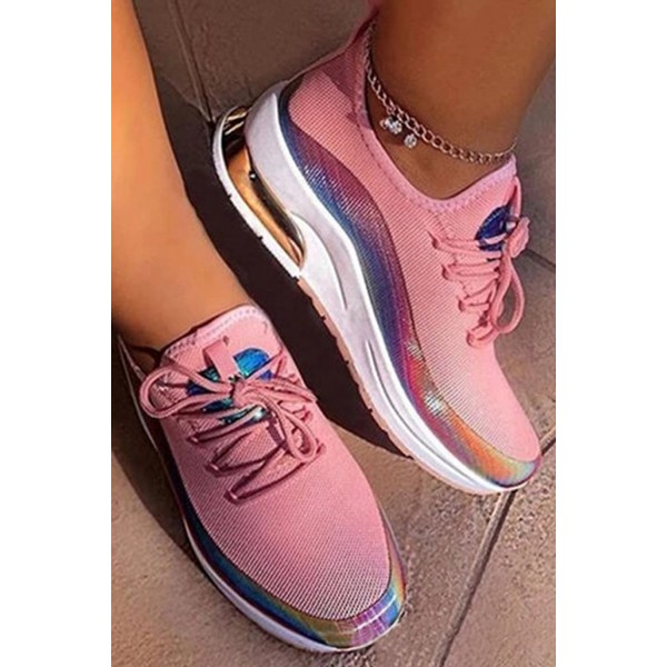 Pink Lace Up Vulcanized Sneaker