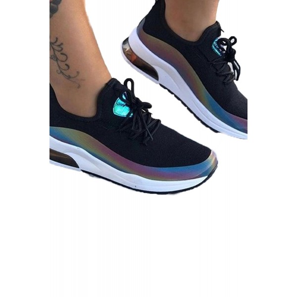 Black Lace Up Vulcanized Sneaker