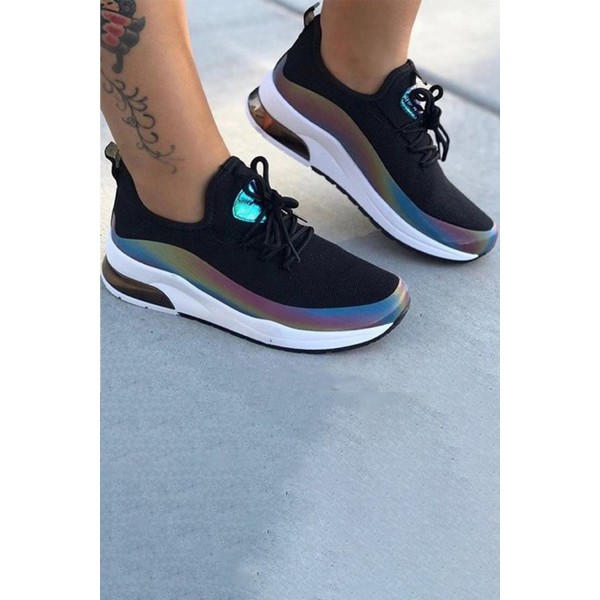 Black Lace Up Vulcanized Sneaker