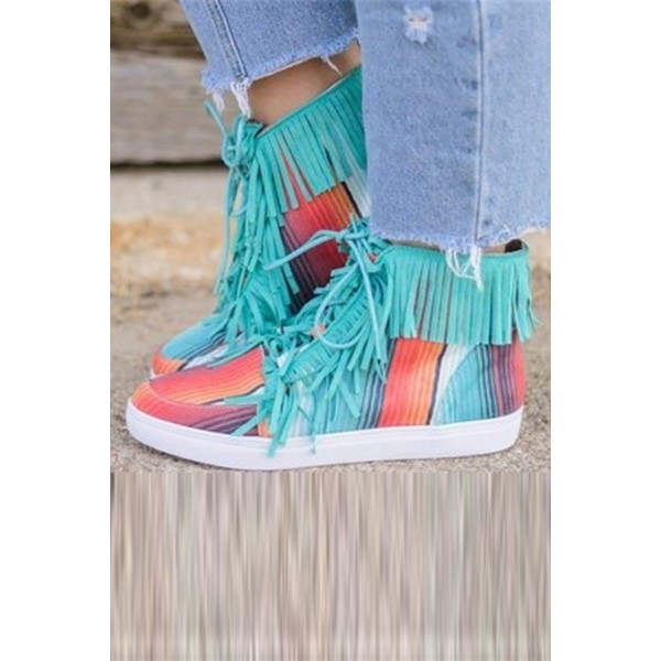 Serape High-top Fringed Canvas Shoes