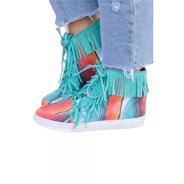 Serape High-top Fringed Canvas Shoes