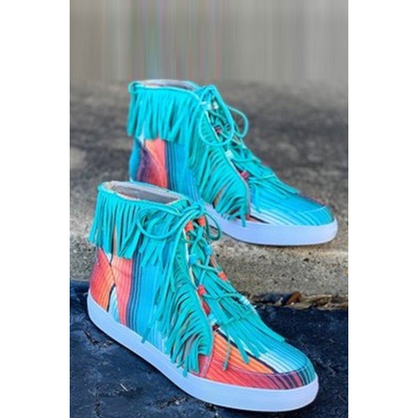 Serape High-top Fringed Canvas Shoes