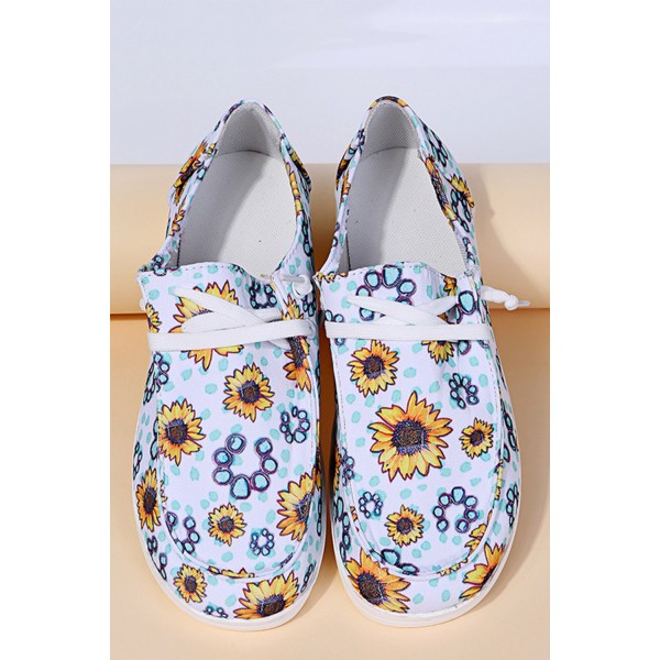 Casual Sunflower Print Canvas Shoes