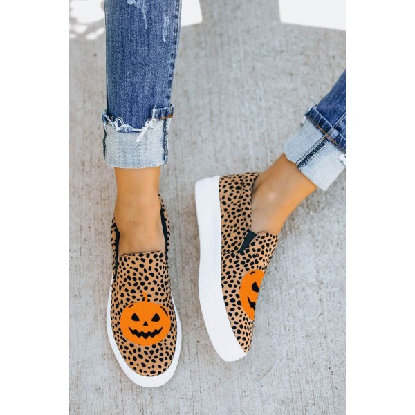 Leopard Halloween Pumpkin Slip-on Sneaker