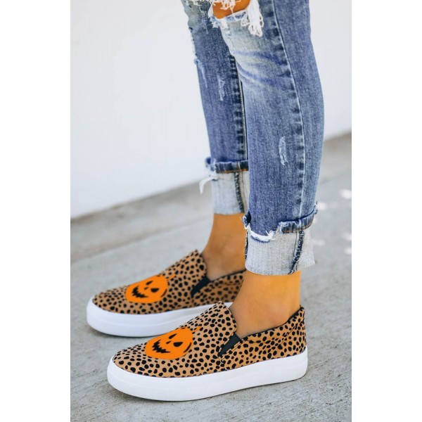Leopard Halloween Pumpkin Slip-on Sneaker