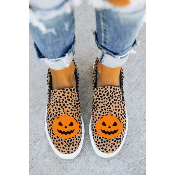 Leopard Halloween Pumpkin Slip-on Sneaker