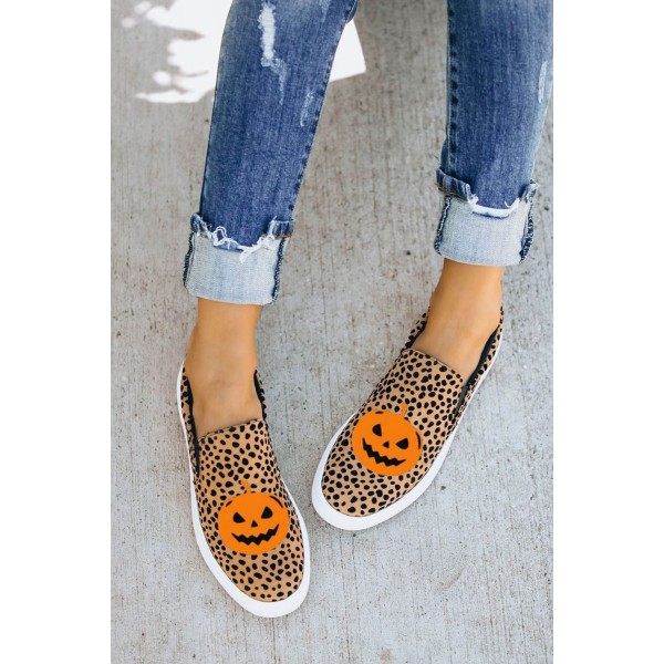 Leopard Halloween Pumpkin Slip-on Sneaker