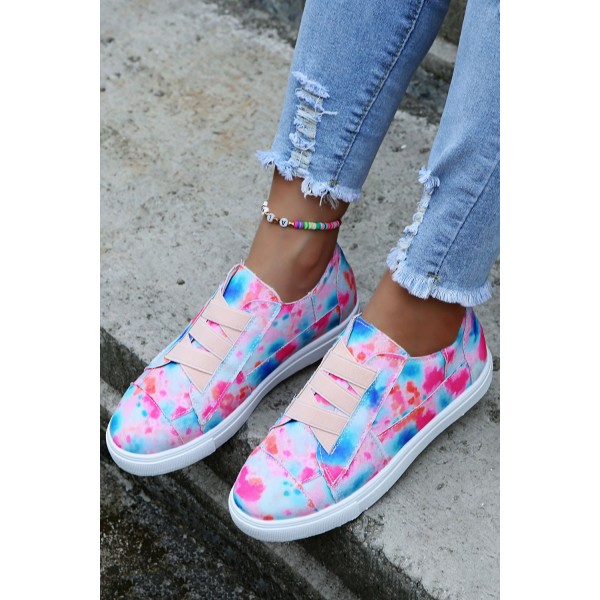Printed Criss Cross PU Leather Flat Shoes