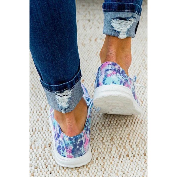 Tie Dyed Slip On Lace-up Flap Shoes