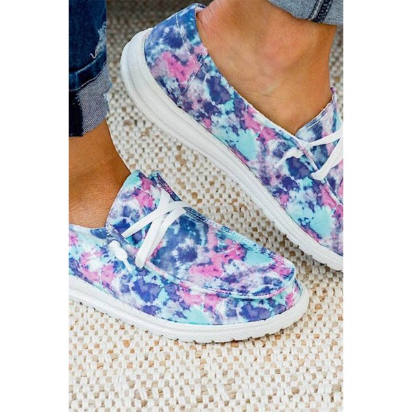 Tie Dyed Slip On Lace-up Flap Shoes