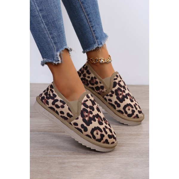 Leopard Faux Fur Slip-on Shoes
