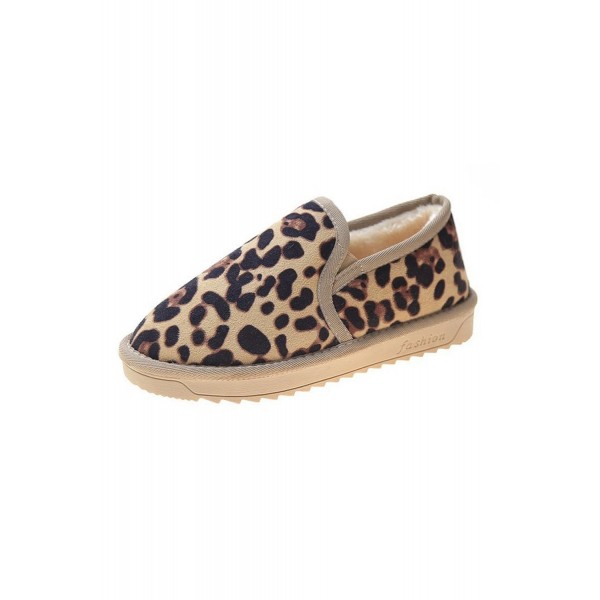 Leopard Faux Fur Slip-on Shoes