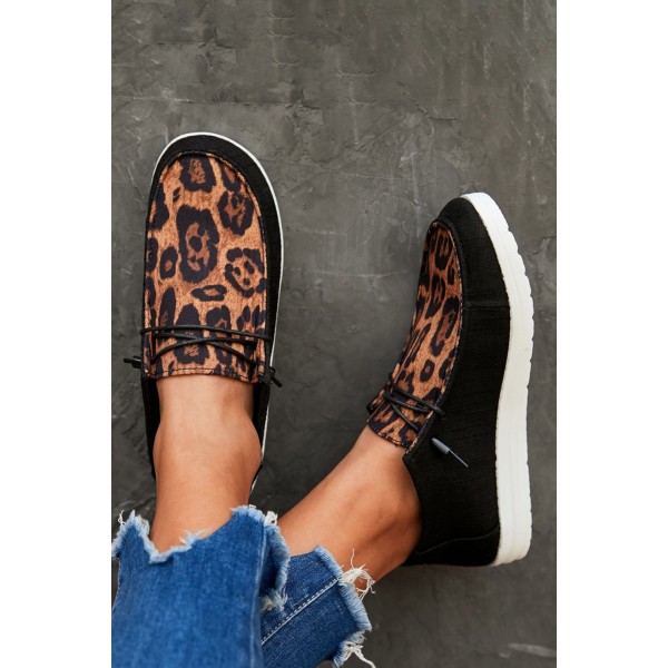 Leopard Pattern Slip On Flat Sneakers