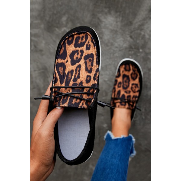 Leopard Pattern Slip On Flat Sneakers
