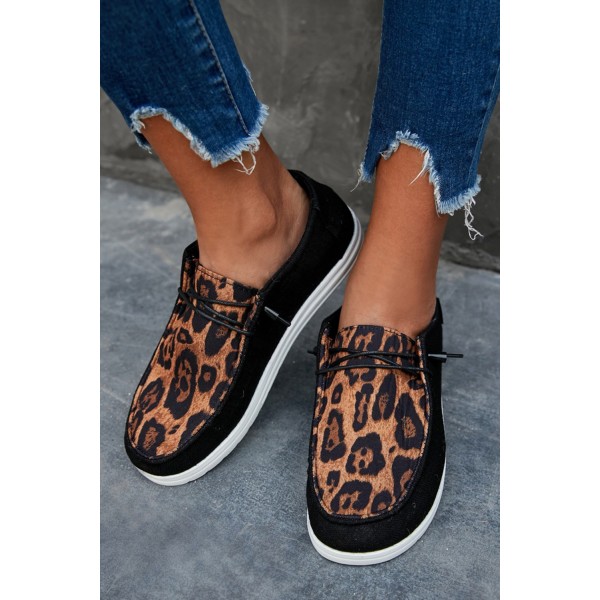 Leopard Pattern Slip On Flat Sneakers