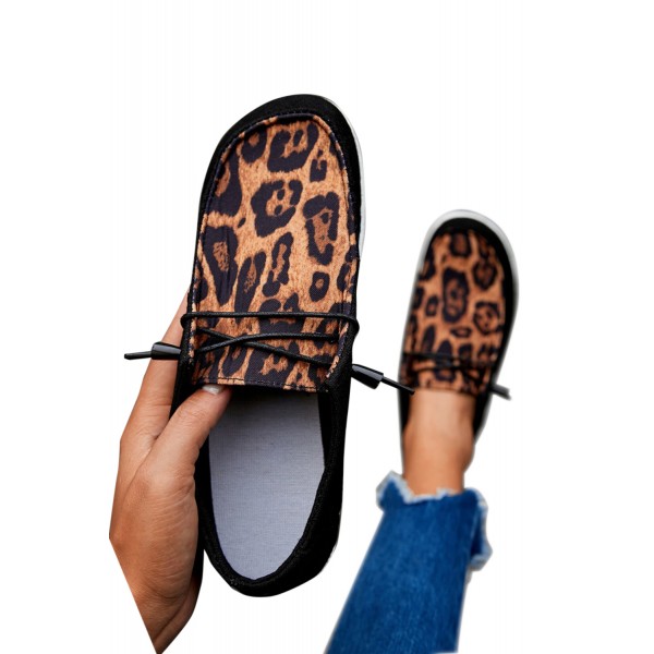 Leopard Pattern Slip On Flat Sneakers