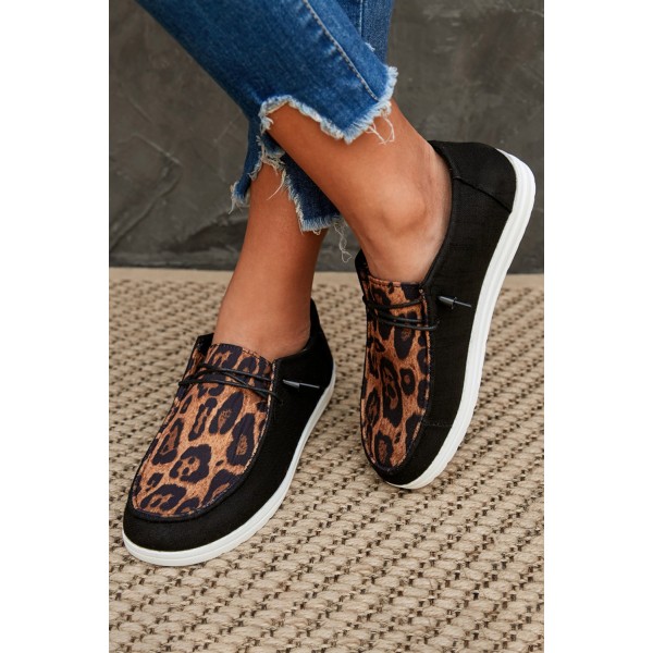 Leopard Pattern Slip On Flat Sneakers