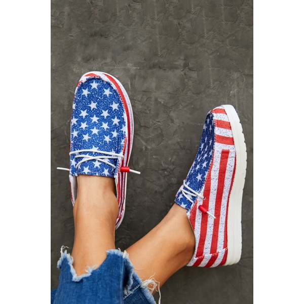 USA Flag Pattern Slip On Flat Sneakers