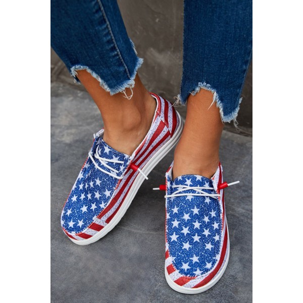 USA Flag Pattern Slip On Flat Sneakers
