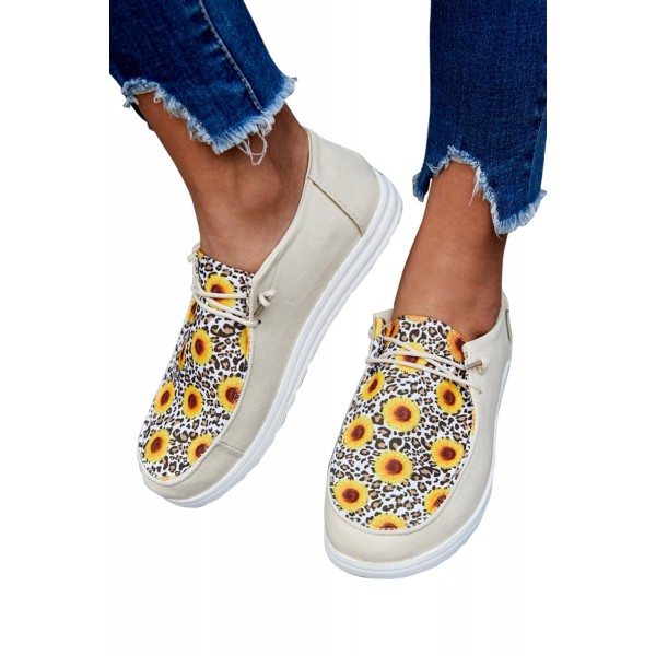 Yellow Leopard Sunflower Slip On Flat Sneakers