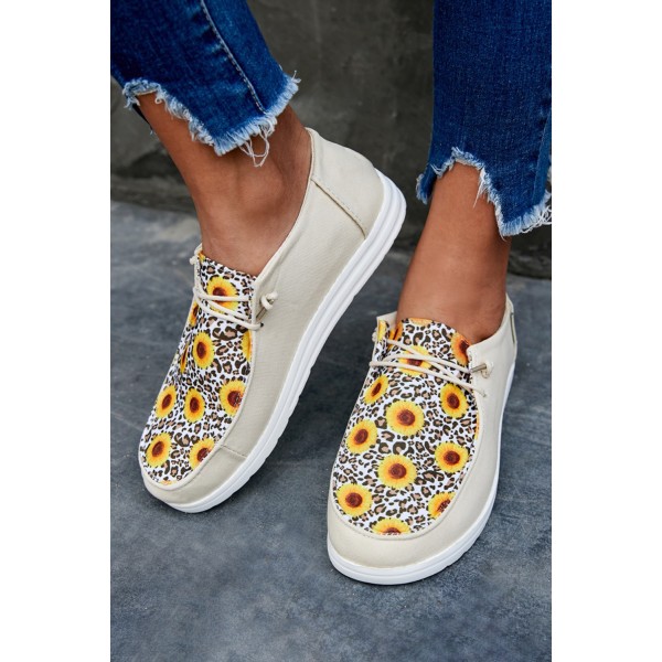 Yellow Leopard Sunflower Slip On Flat Sneakers
