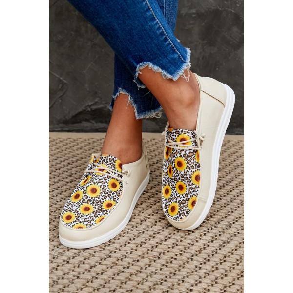 Yellow Leopard Sunflower Slip On Flat Sneakers