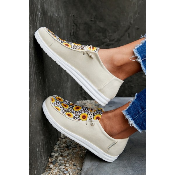 Yellow Leopard Sunflower Slip On Flat Sneakers