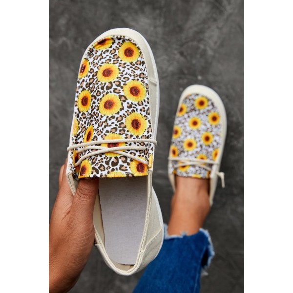 Yellow Leopard Sunflower Slip On Flat Sneakers