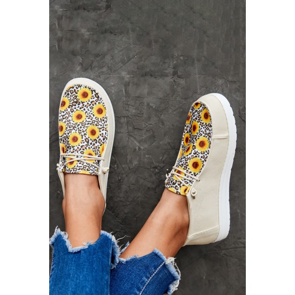 Yellow Leopard Sunflower Slip On Flat Sneakers