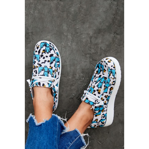 Animal Print Flat Slip-on Lace-up Shoes