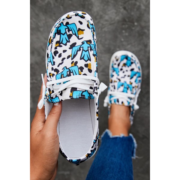 Animal Print Flat Slip-on Lace-up Shoes