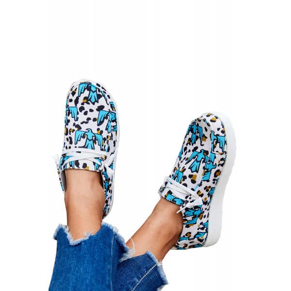 Animal Print Flat Slip-on Lace-up Shoes