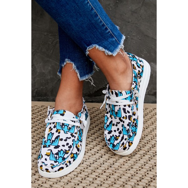 Animal Print Flat Slip-on Lace-up Shoes
