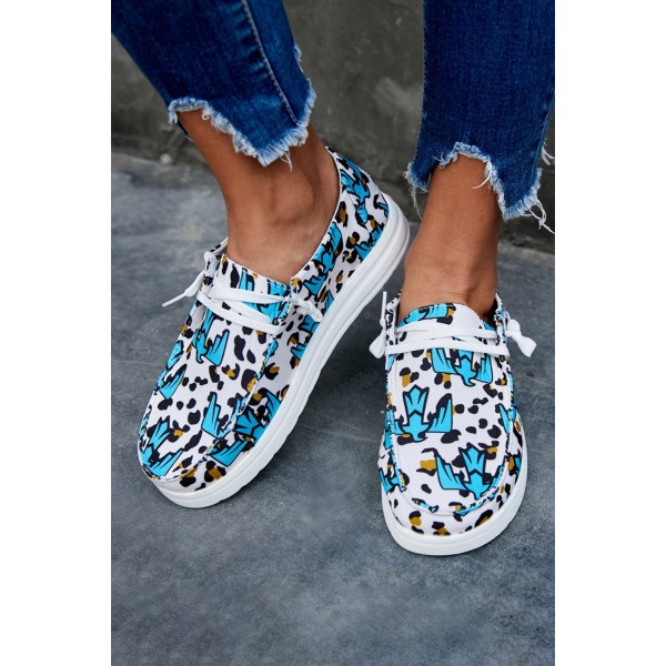 Animal Print Flat Slip-on Lace-up Shoes