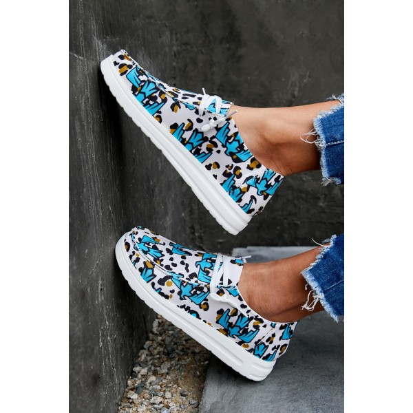 Animal Print Flat Slip-on Lace-up Shoes