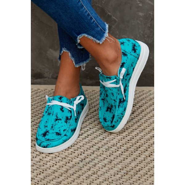 Abstract Print Flat Slip-on Lace-up Shoes