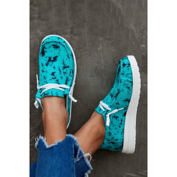 Abstract Print Flat Slip-on Lace-up Shoes