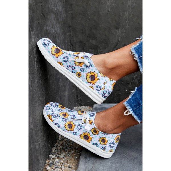 White Sunflower Slip On Shoes