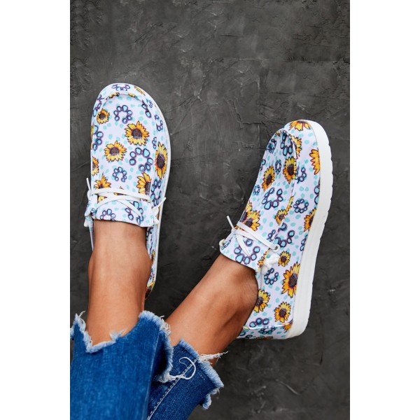 White Sunflower Slip On Shoes