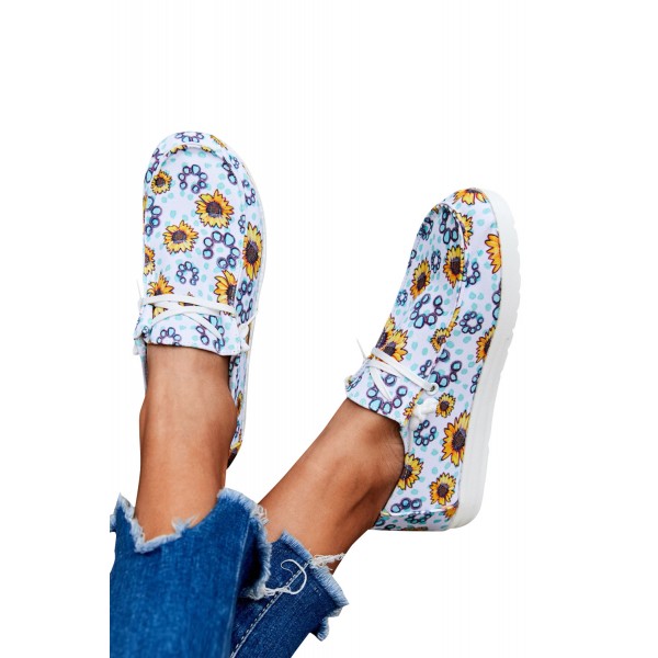 White Sunflower Slip On Shoes