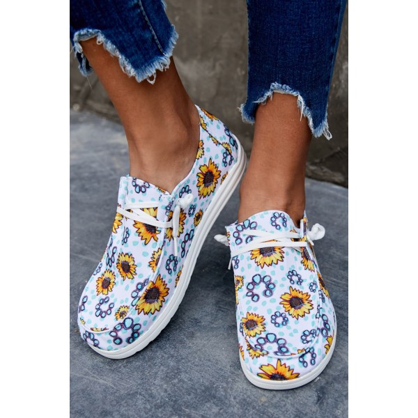 White Sunflower Slip On Shoes