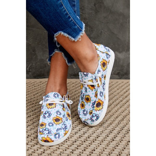 White Sunflower Slip On Shoes