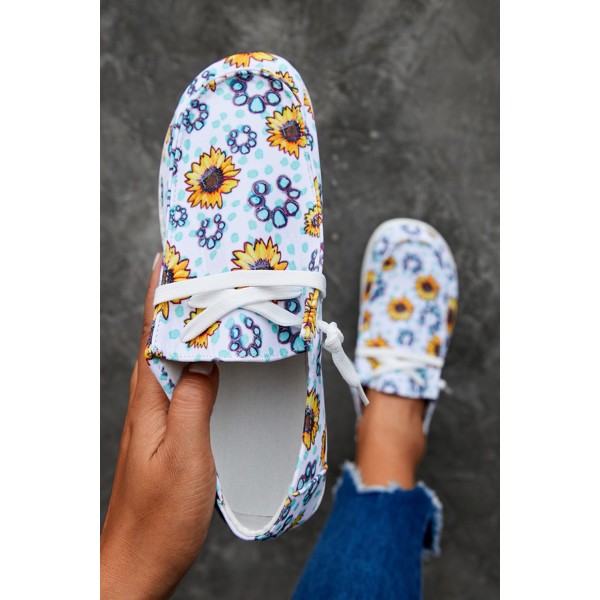 White Sunflower Slip On Shoes