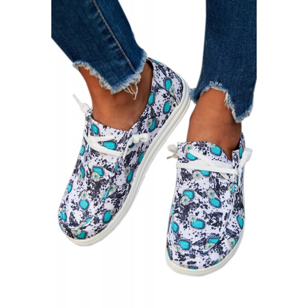 Blue Sunflower Slip On Shoes