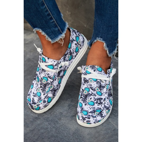 Blue Sunflower Slip On Shoes